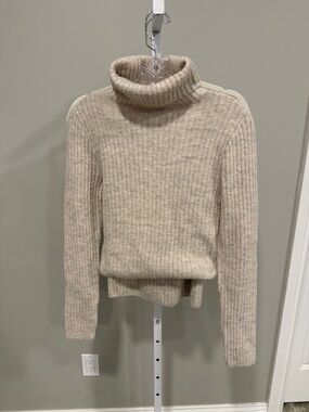 Cozy Cream Ribbed Turtleneck Sweater and skirt set